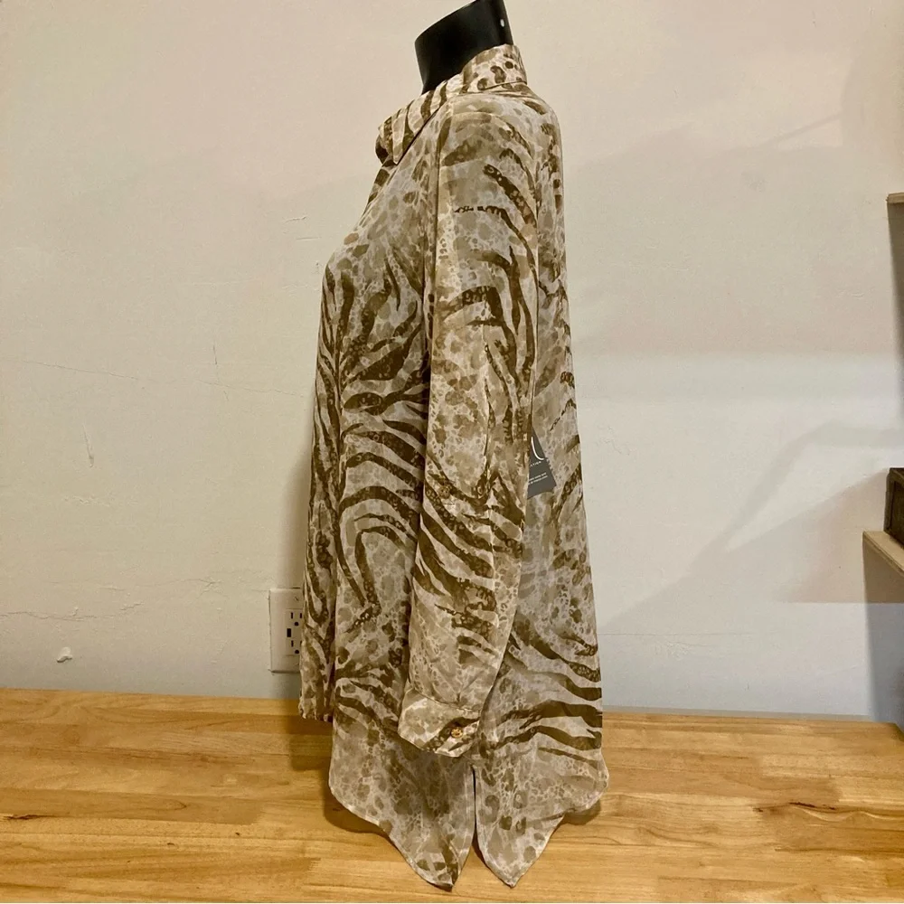 Women’s Sheer Animal Print Blouse Long Sleeve S JM Collection NWT - Picture 3 of 14